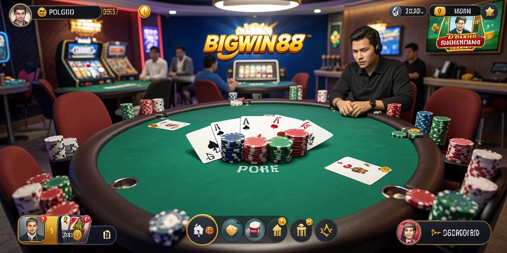 Gameplay seru BIGWIN88 dengan interaksi poker yang nyata.