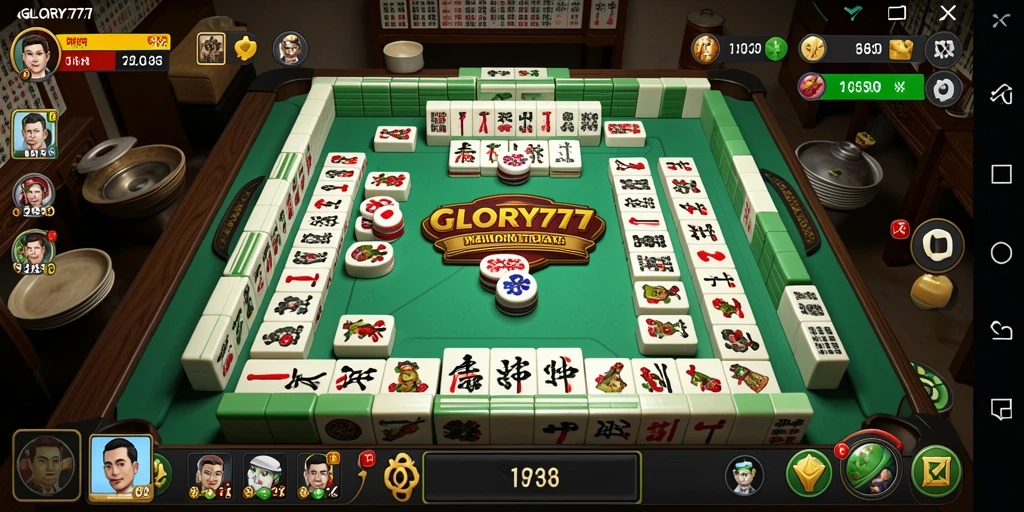 Tampilan gameplay menarik dari GLORY777 dengan ubin Mahjong berwarna-warni.