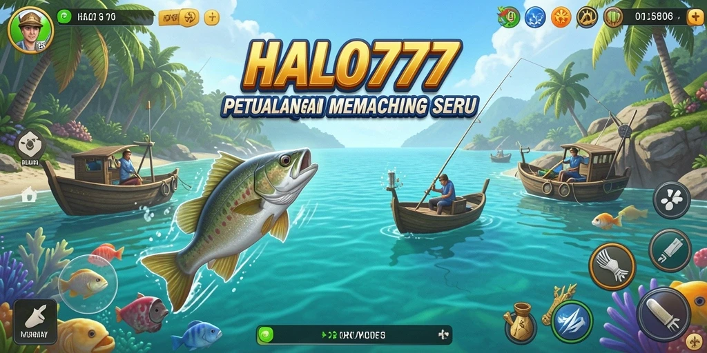 Tampilan gameplay HALO777 yang menunjukkan aksi memancing menegangkan.