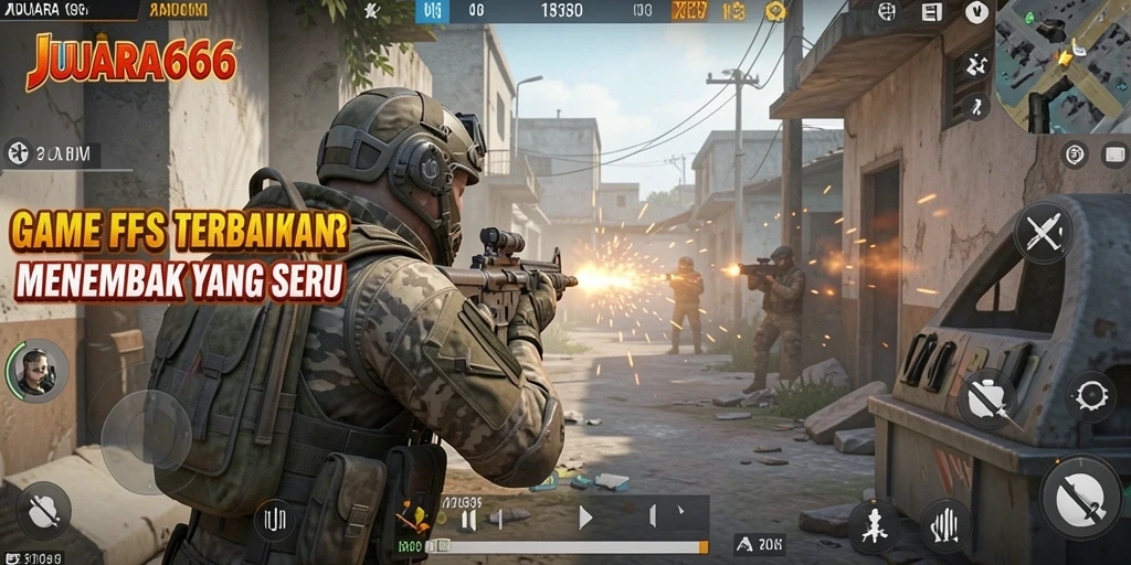 Screenshot JUARA666 menampilkan aksi mendebarkan dalam pertempuran FPS.
