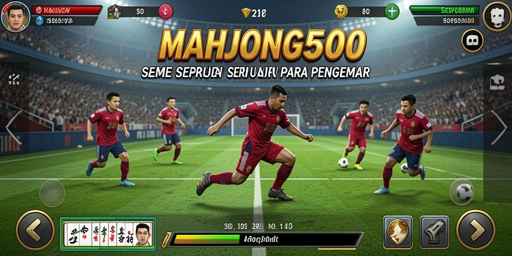 Tampilan gameplay seru dari MAHJONG500 dengan aksi sepak bola yang mendebarkan.