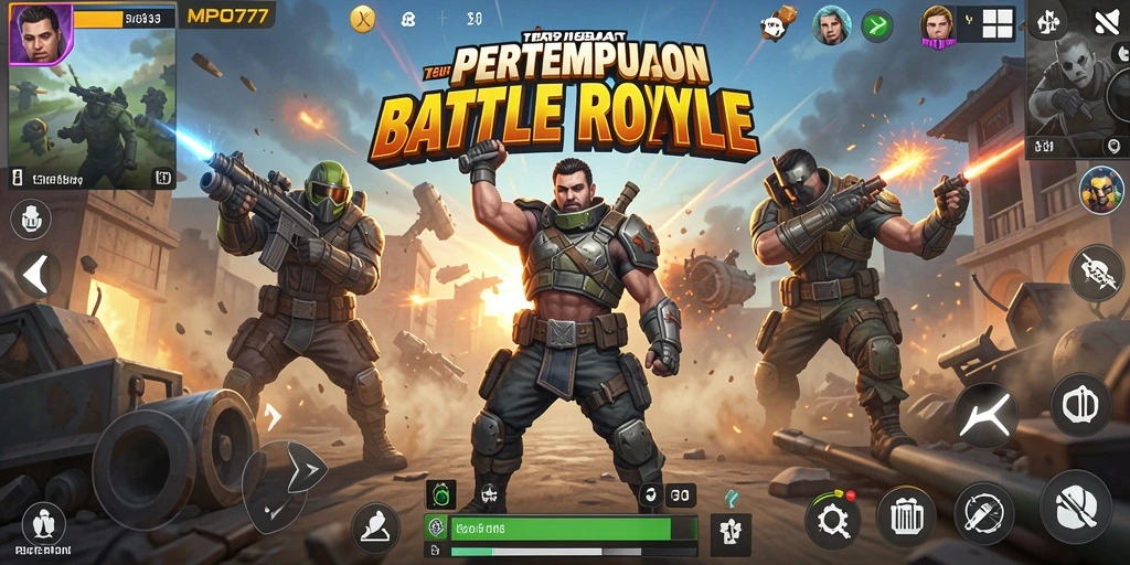 Tampilan gameplay seru MPO777 dalam pertempuran Battle Royale.