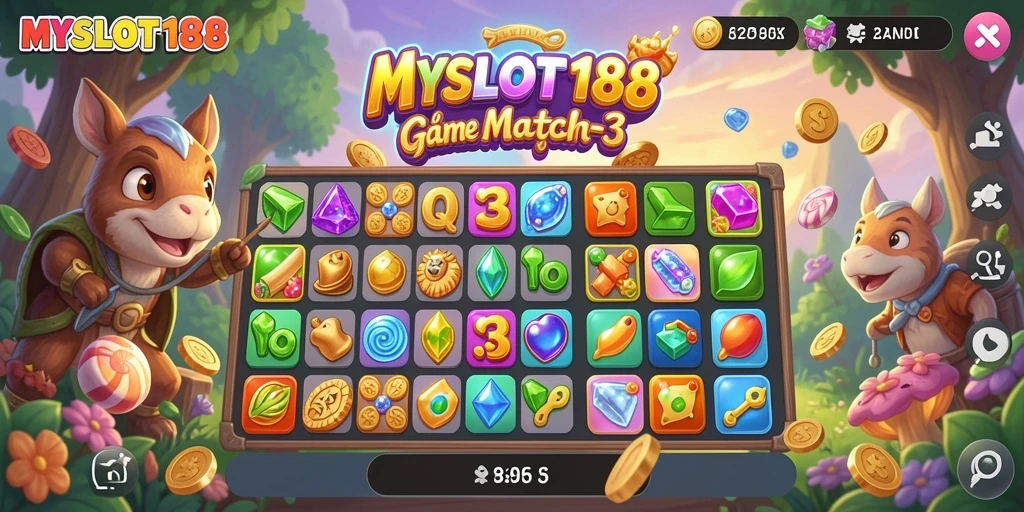 Tampilan gameplay MYSLOT188 dengan kombinasi warna cerah dan tantangan seru.