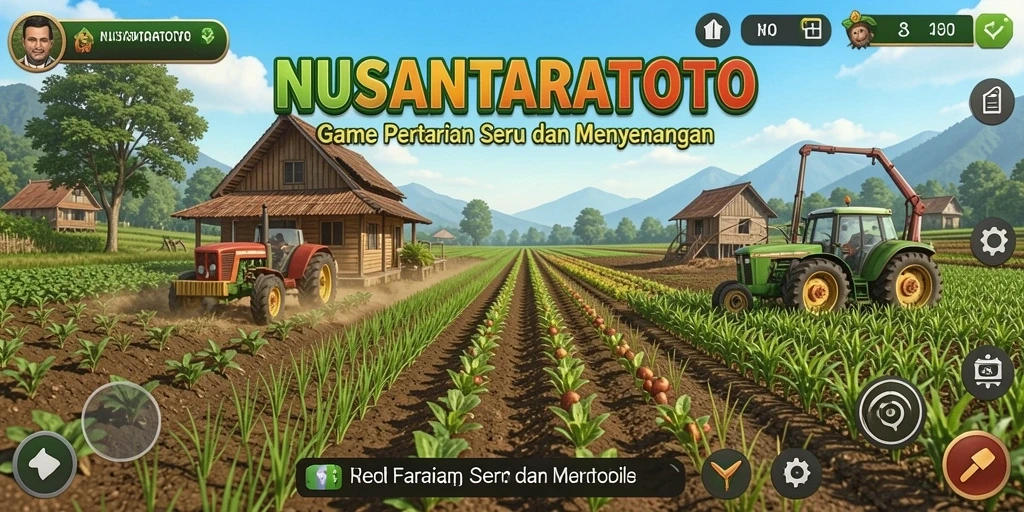 Tampilan gameplay NUSANTARATOTO yang menampilkan lahan pertanian yang luas.