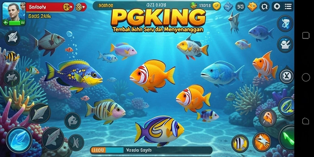 Tampilan gameplay PGKING yang menarik saat menembak ikan.
