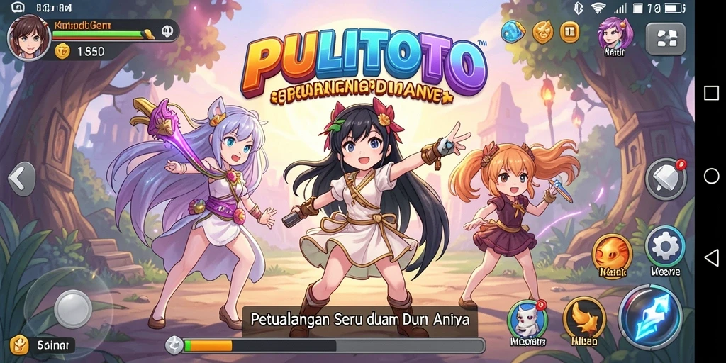 Tampilan seru gameplay menampilkan karakter Anime yang beraksi.