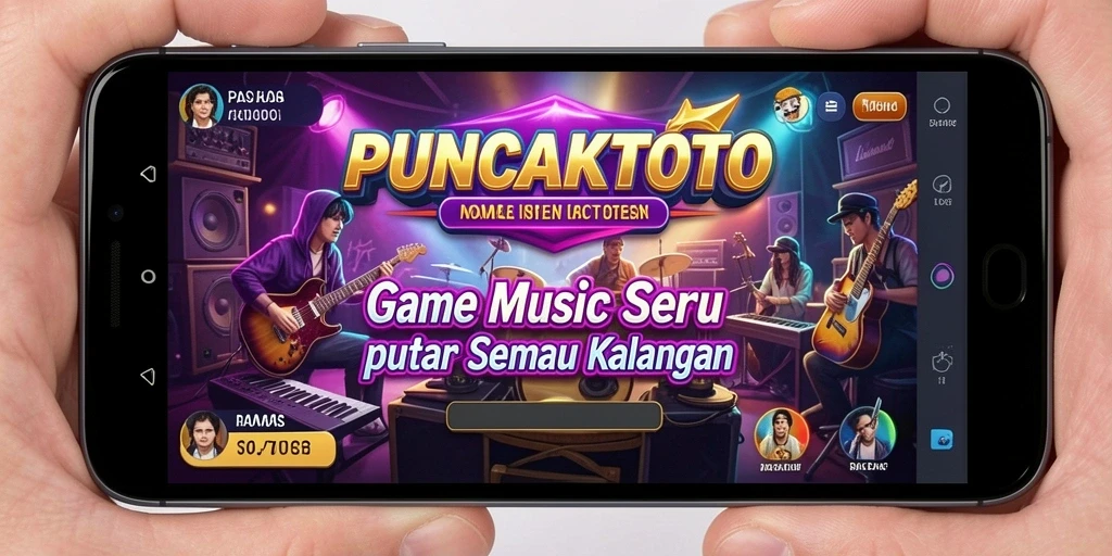 Tangkapan layar gameplay PUNCAKTOTO menampilkan keseruan bermain musik.
