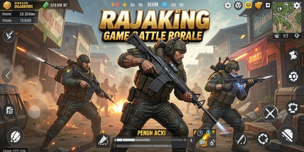 Tampilan gameplay mendebarkan dalam pertempuran RAJAKING.