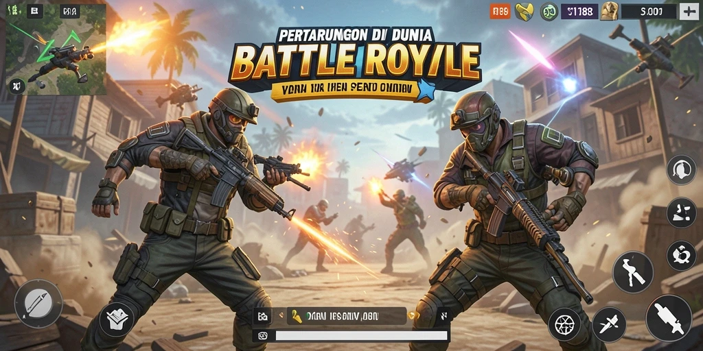 Tampilan gameplay RI188 yang seru dalam pertempuran Battle Royale.
