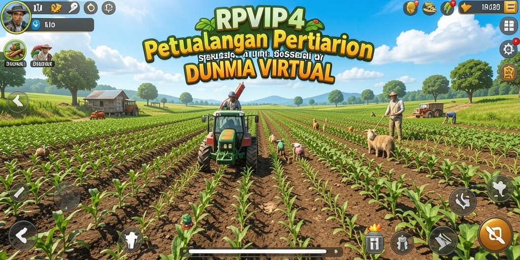 Tangkapan layar menunjukkan gameplay pertanian yang menawan dalam RPVIP4.